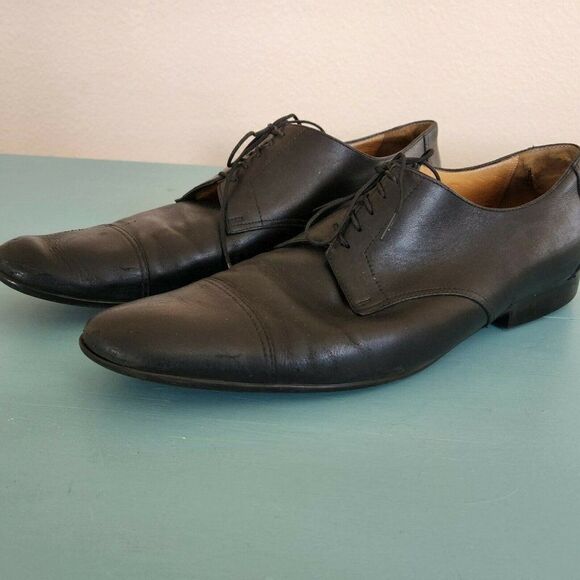 Hermes Men\'s Leather Cap Toe Dress Shoes Black Size EU 44 US 11 Made in Italy main image 8